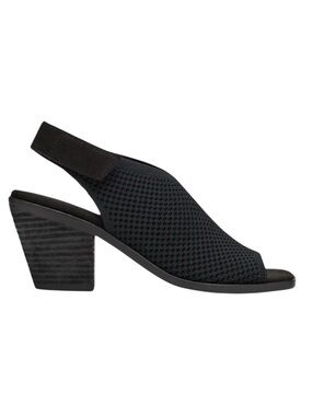 Eileen Fisher Avil Black Knit Slingback Block Heel Open Toe Sandal Women Size 10